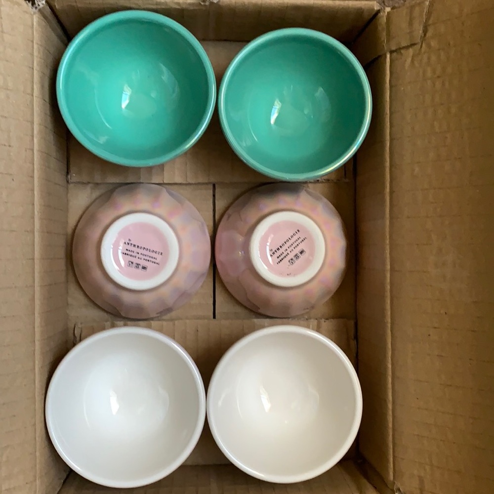 NIB Anthro Mini Lustered Latte Bowls, Set of 6 - Picture 4 of 5